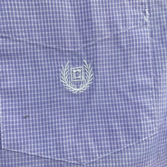 Chaps Men's Oxford Shirt Large Purple Check Easy Care Short Sleeve Button-Down - Picture 7 of 9